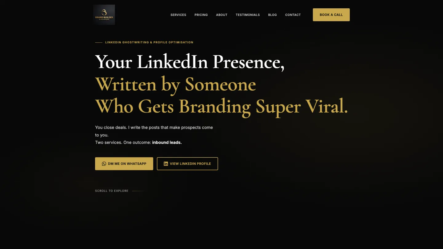 Brent Tan, LinkedIn ghostwriter and personal branding strategist, website built in the Claude Code workshop