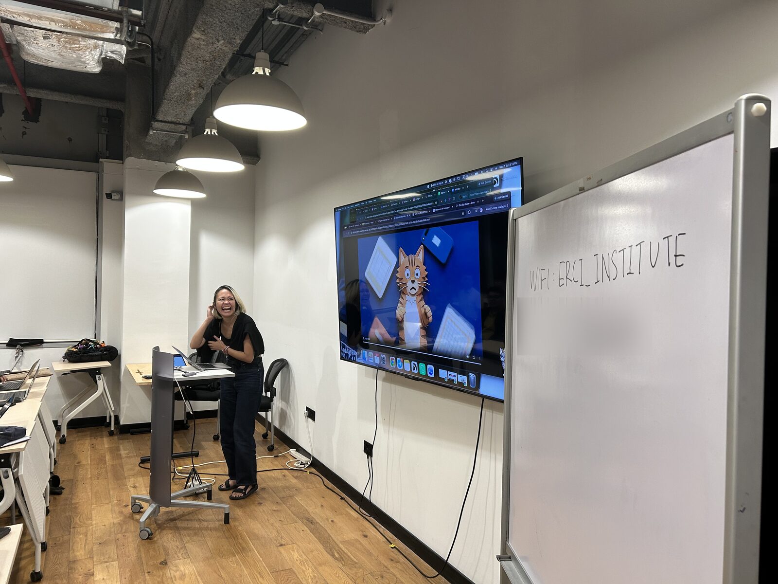 A speaker sharing at AI Power Users Meetup 04 at ERC Institute, Singapore